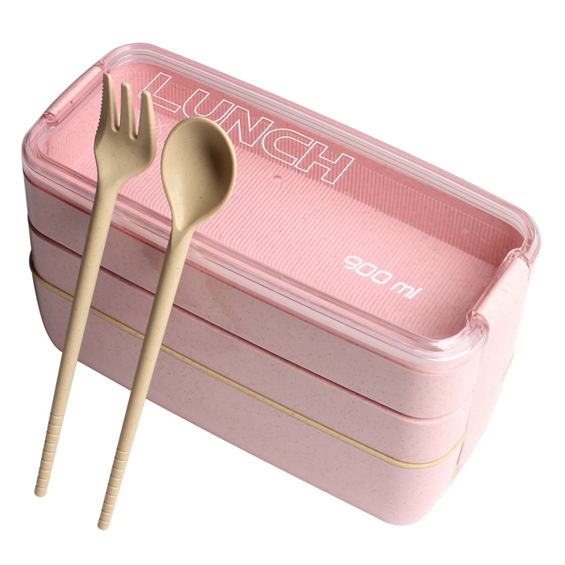 Japanese-style kawaii student lunch box, bento box with compartments, microwave-safe, fruit salad, office workers' light meal box