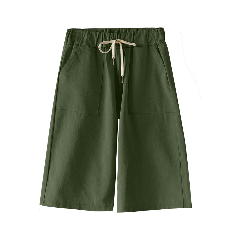 New shorts women summer thin high waist wide-leg 300 jin casual mid-length pants straight leg plus size elastic waist five-tenths pants women