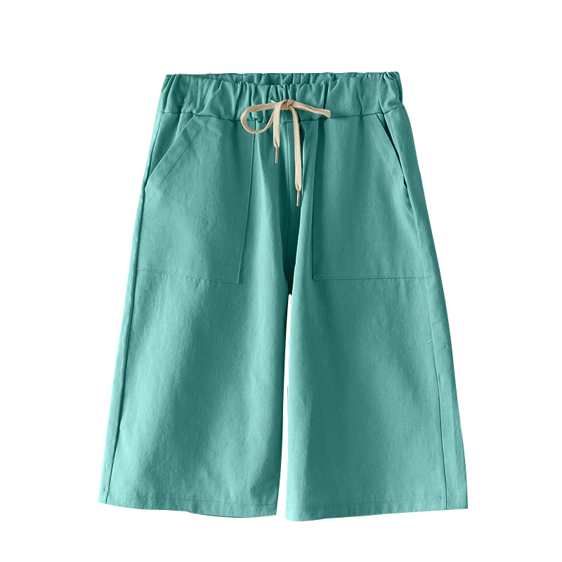 New shorts women summer thin high waist wide-leg 300 jin casual mid-length pants straight leg plus size elastic waist five-tenths pants women