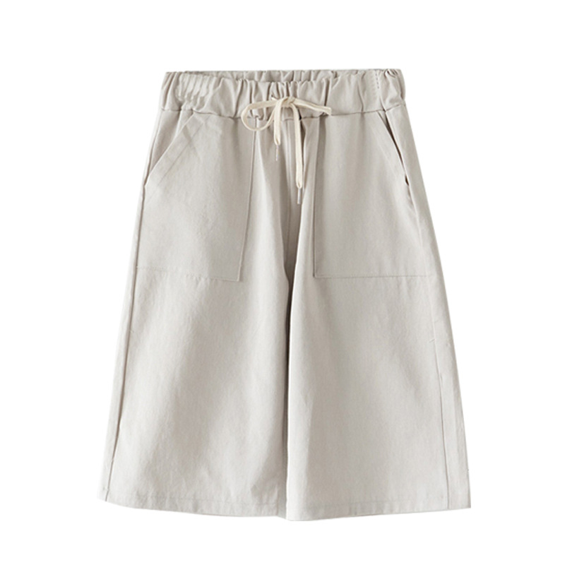New shorts women summer thin high waist wide-leg 300 jin casual mid-length pants straight leg plus size elastic waist five-tenths pants women