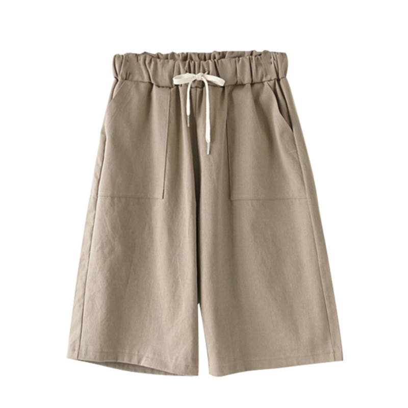 New shorts women summer thin high waist wide-leg 300 jin casual mid-length pants straight leg plus size elastic waist five-tenths pants women