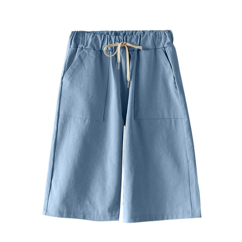 New shorts women summer thin high waist wide-leg 300 jin casual mid-length pants straight leg plus size elastic waist five-tenths pants women