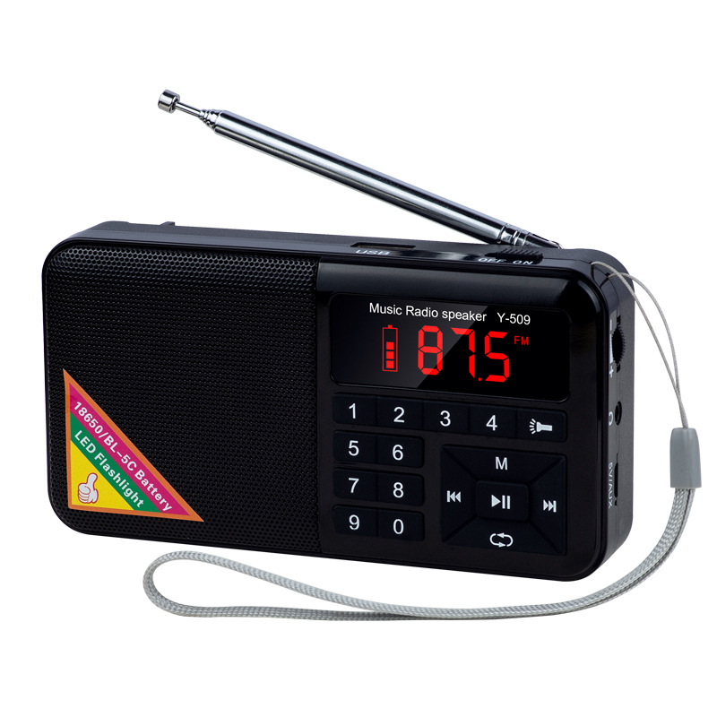 New Multifunctional Player Elderly Outdoor Mini FM Radio Emergency Light Portable Card Insert Speaker
