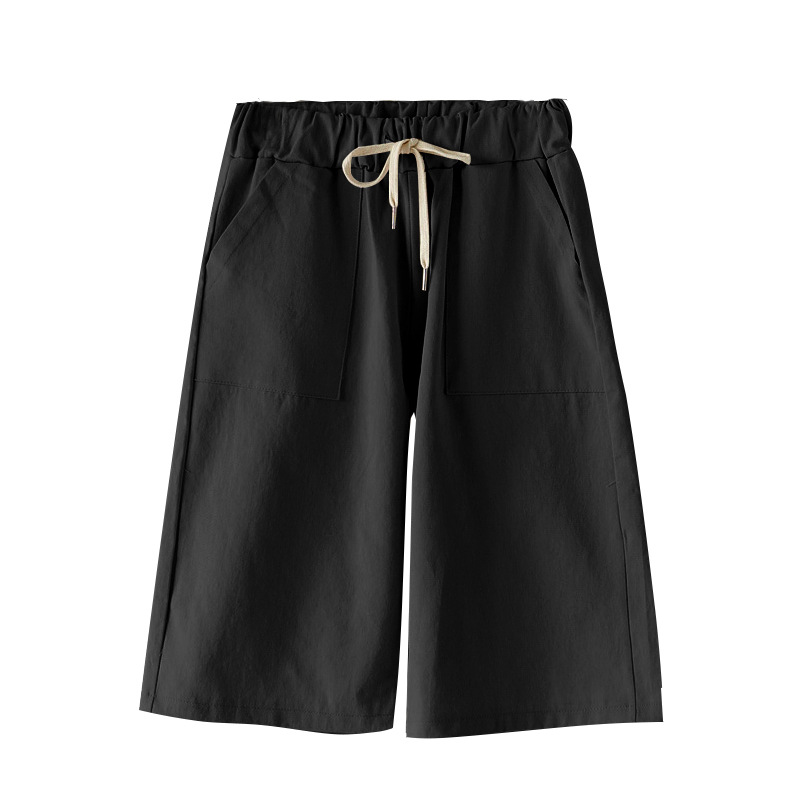 New shorts women summer thin high waist wide-leg 300 jin casual mid-length pants straight leg plus size elastic waist five-tenths pants women