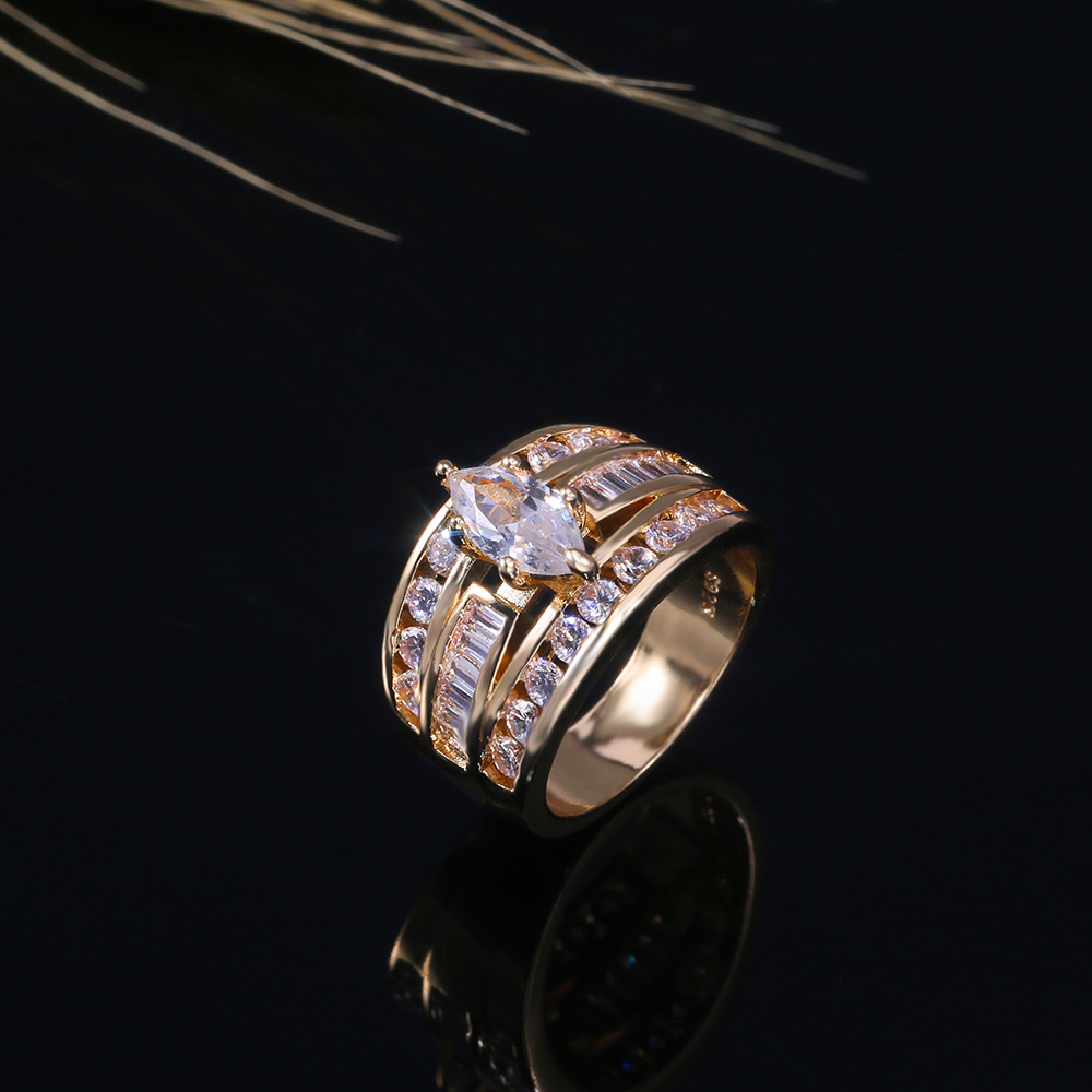 Copper Set Zircon Women's Ring Popular Engagement Jewelry
