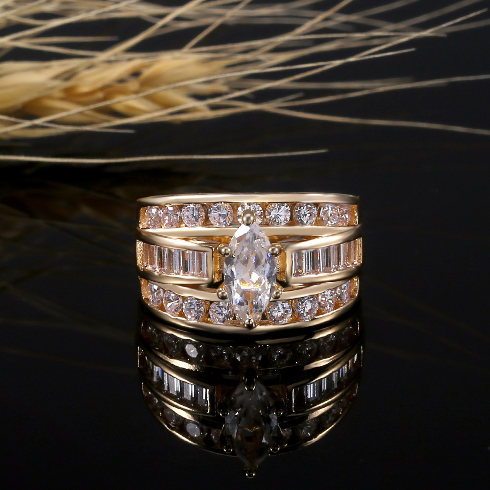 Copper Set Zircon Women's Ring Popular Engagement Jewelry
