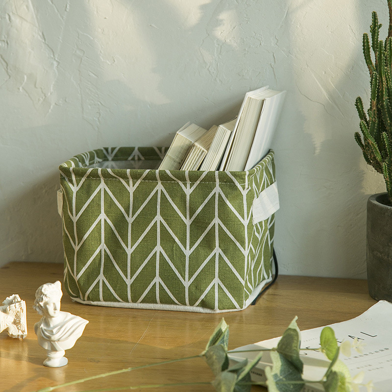 Fresh Waterproof Storage Box, Storage Bag, Fabric Foldable Storage Basket, Linen Desktop Storage Box