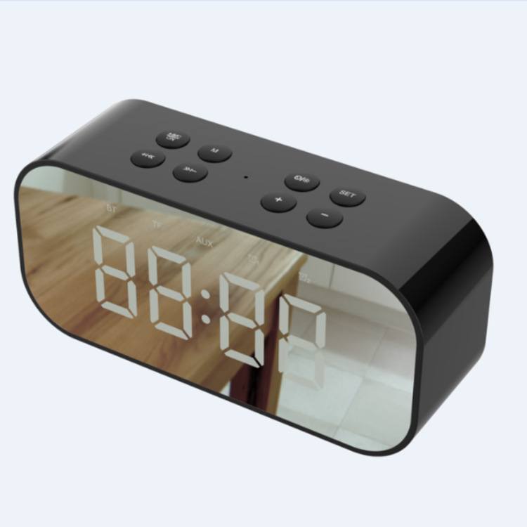 New LED alarm clock gift Bluetooth wireless speaker mini mirror with screen clock gift card playback bass speaker
