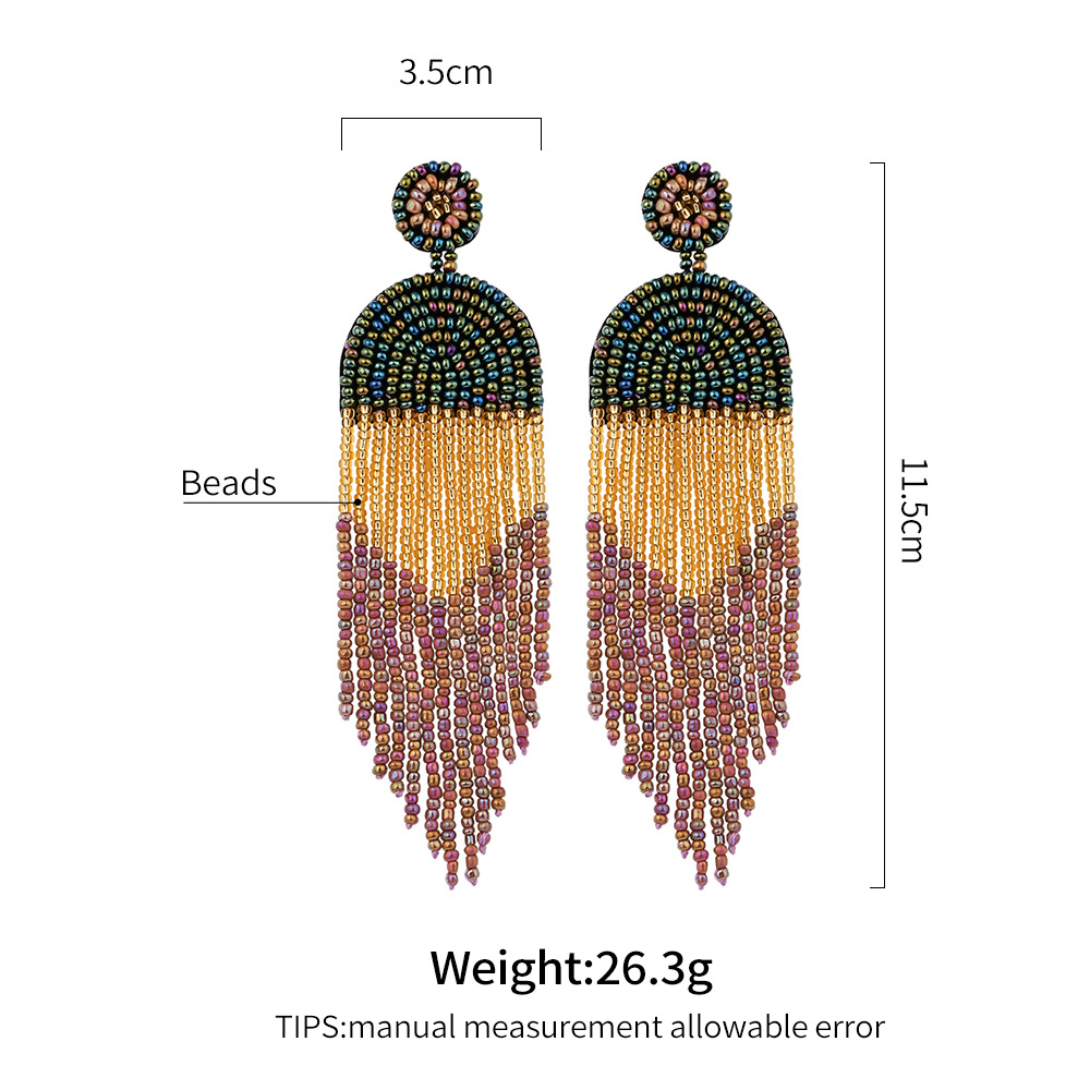 Seed Bead Tassel Earrings Bohemian Ethnic Style Handmade Earrings Handcrafted