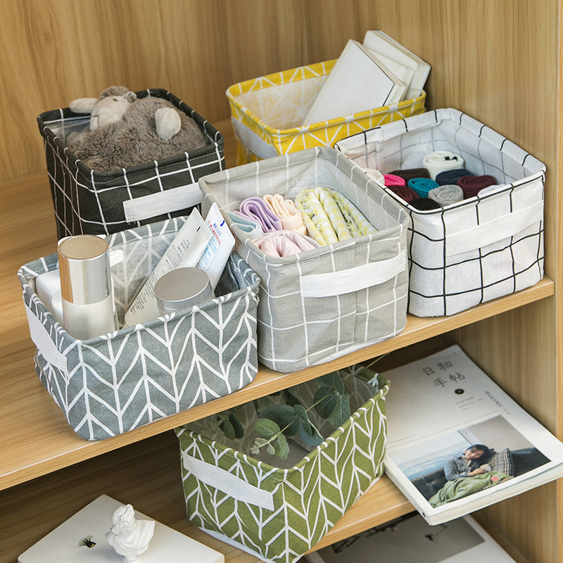 Foldable Storage Basket, Linen Desktop Storage Box, Fresh Waterproof Storage Basket, Storage Box, Storage Bag