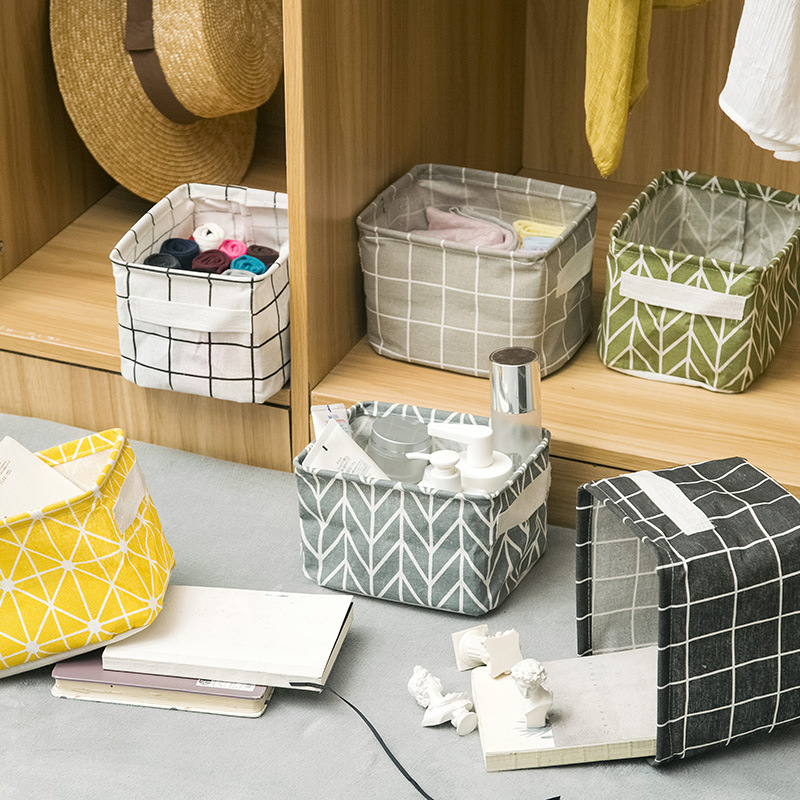 Fresh Waterproof Storage Box, Storage Bag, Fabric Foldable Storage Basket, Linen Desktop Storage Box