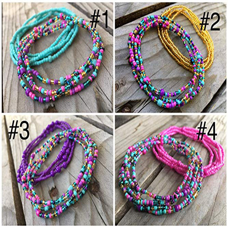 Beach Chain Double Chain 2-Piece Set Bikini Chain Belly Handmade Bead Waist Chain Jewelry Waist Bead Chain