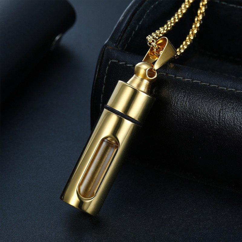 Essential Oil Perfume Bottle Scented Necklace Stainless Steel Openable Glass Pendant Women's Accessory Geometric
