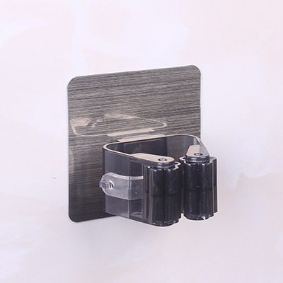 Brushed gray seamless mop holder, mop clip no-drill seamless broom mop hook clip, mop holder base
