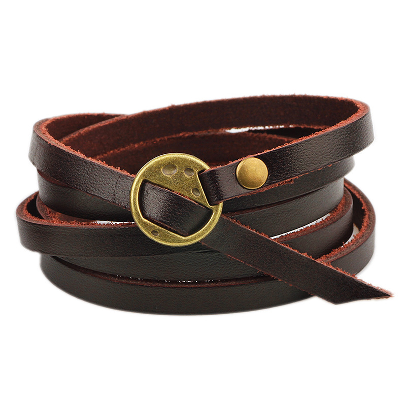 Production processing five-circle embossed genuine cowhide bracelet bracelet accessories