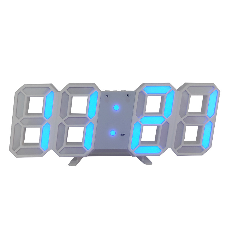 3D Clock Smart LED Digital Alarm Clock Electronic Clock Living Room Wall Clock Indoor Thermometer Alarm