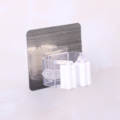 Brushed gray seamless mop holder, mop clip no-drill seamless broom mop hook clip, mop holder base