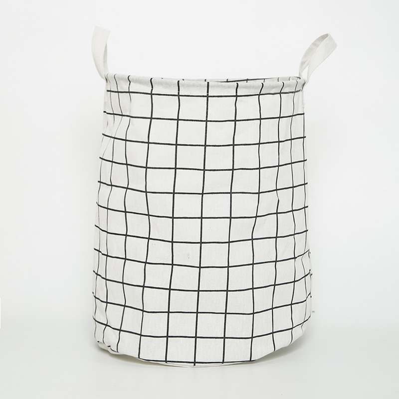 Simple Grid Storage Bucket, Foldable Laundry Basket, Fabric Storage Basket, Storage Box, Home Sundries Basket, Laundry Storage