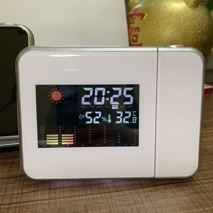 Tech Weather Station Projection Clock Time Projection LED Color Screen Calendar Weather Display Electronic Alarm Clock