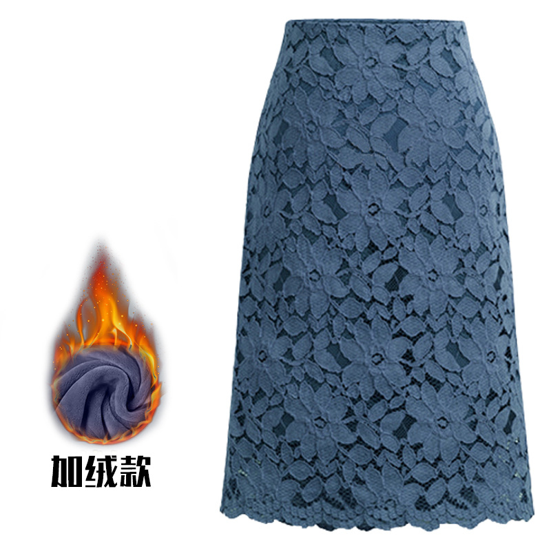 Skirt spring and summer plus size water-soluble lace skirt very fairy French niche a-line skirt mid-length hip-hugging skirt