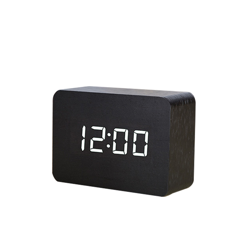 Wooden electronic alarm clock, voice-activated silent clock, LED gift clock, student desktop electronic clock