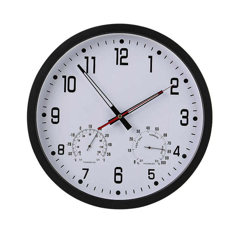 14-inch Simple Silent Wall Clock Temperature and Humidity Clock Home Decoration Electronic Clock