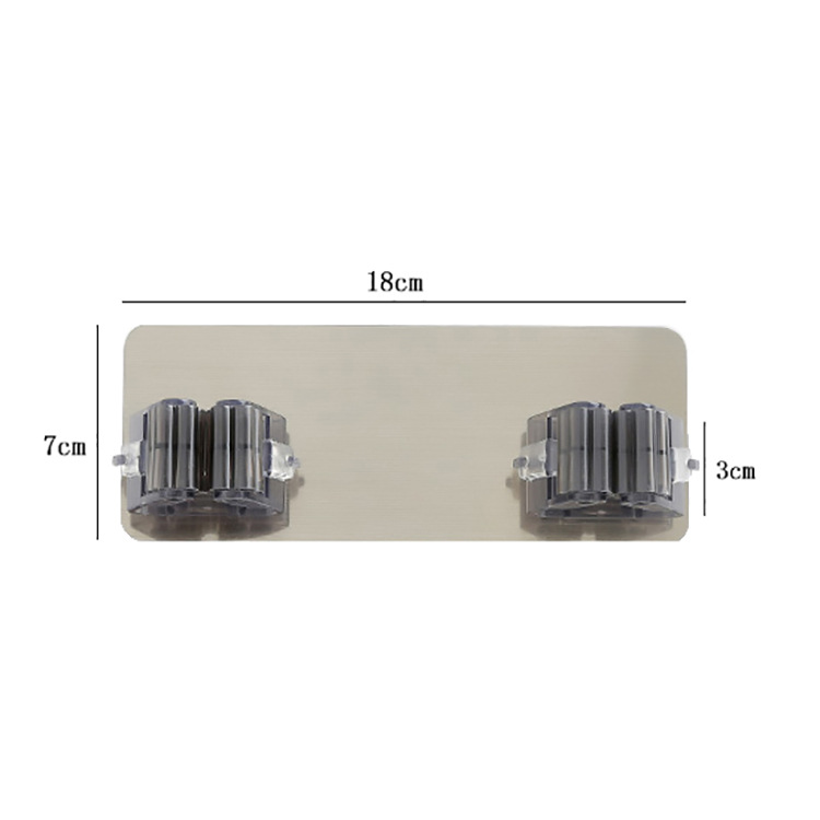 Brushed gray seamless mop holder, mop clip no-drill seamless broom mop hook clip, mop holder base