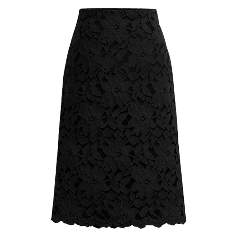 Skirt spring and summer plus size water-soluble lace skirt very fairy French niche a-line skirt mid-length hip-hugging skirt