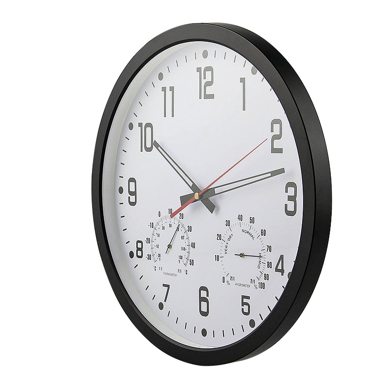 14-inch Simple Silent Wall Clock Temperature and Humidity Clock Home Decoration Electronic Clock