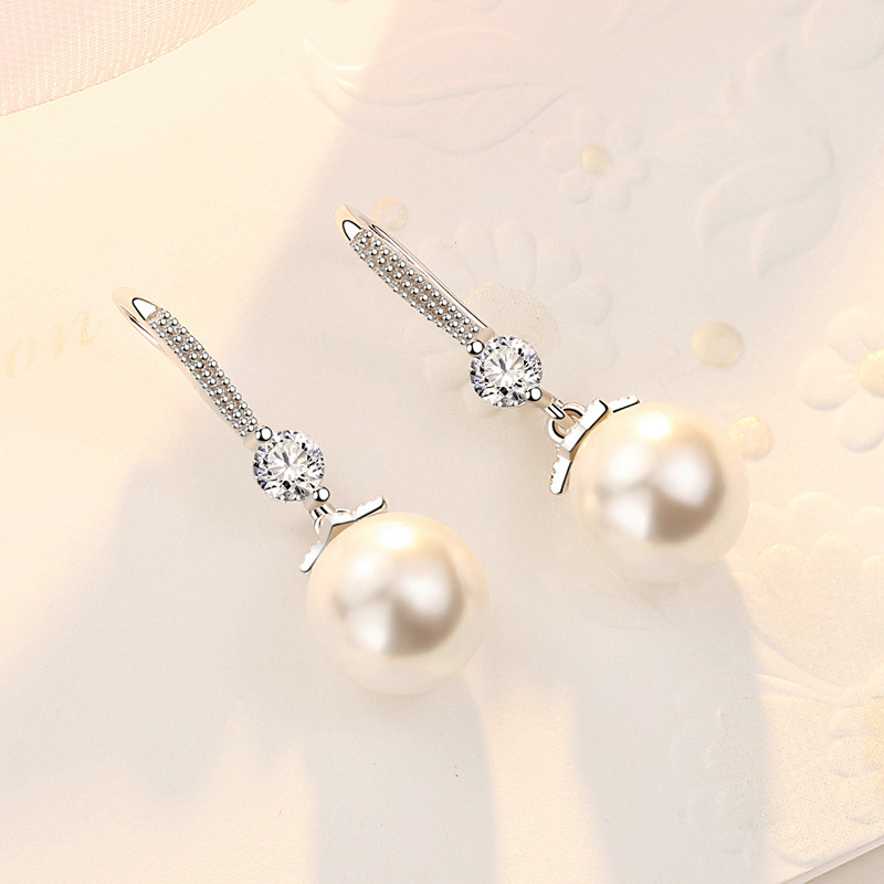 Pearl earrings for women, earrings, earrings, white copper silver-plated 2019 new style earrings