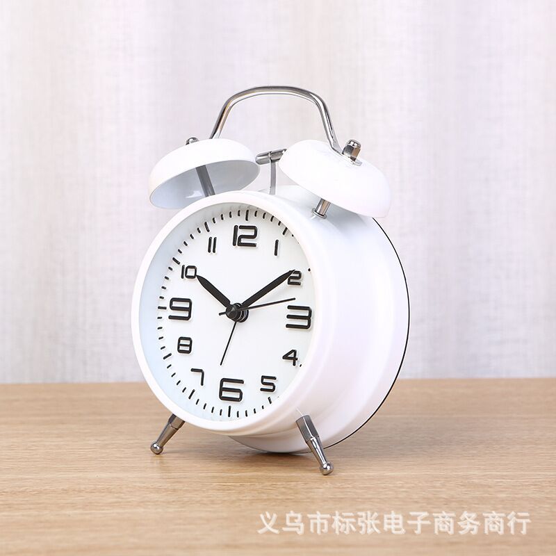 4-inch silent alarm clock metal bell clock ASiDA sweep second hand three-dimensional digital with luminous student clock