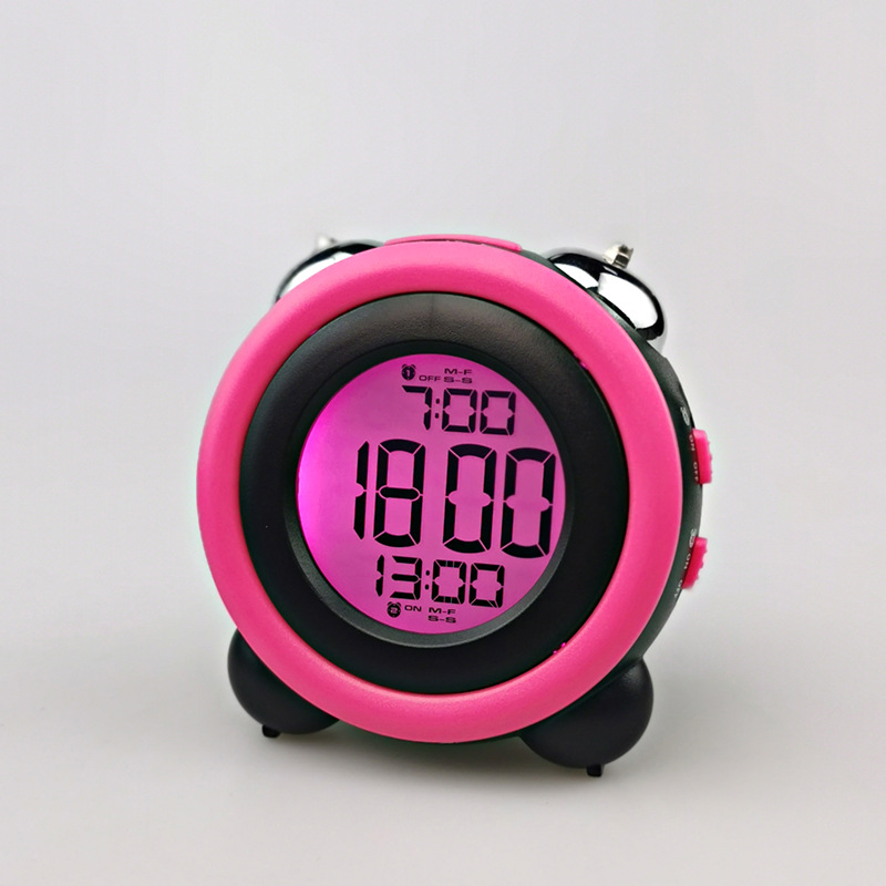 High Volume Simple Stereo LED Alarm Clock Silent Night Light Electronic Clock Double Bell Two Groups Alarm Clock 0705