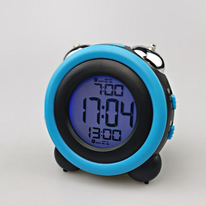 High Volume Simple Stereo LED Alarm Clock Silent Night Light Electronic Clock Double Bell Two Groups Alarm Clock 0705