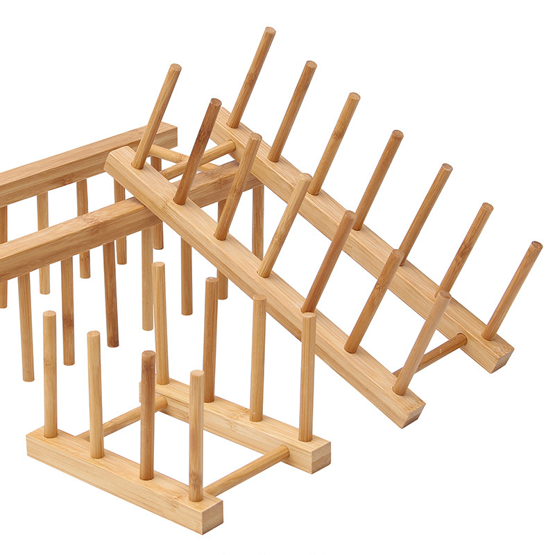 Kitchen dish rack, cup rack, supermarket display storage rack, engraving available, simple bamboo dish drying rack