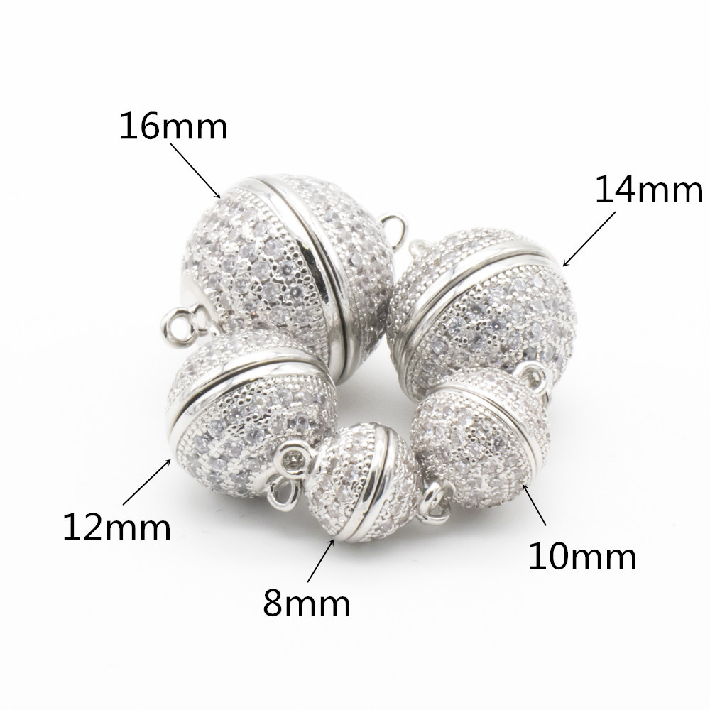 8-16mm gold plated micro-set zircon magnetic buckle, colored diamond white diamond bracelet necklace handmade DIY accessories