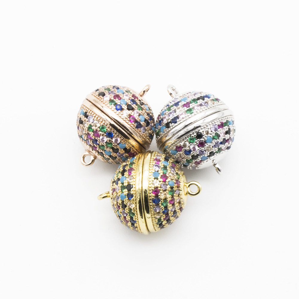 8-16mm gold plated micro-set zircon magnetic buckle, colored diamond white diamond bracelet necklace handmade DIY accessories
