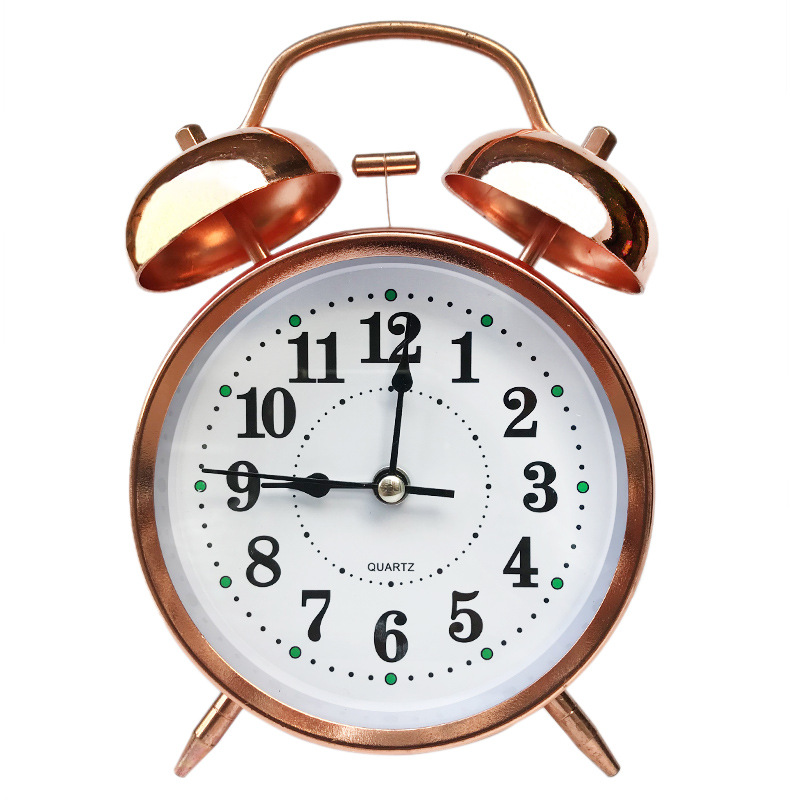 4-inch Metal Bell Alarm Clock Aishida Movement Charging Silent Glow with Light Student Children Alarm Clock