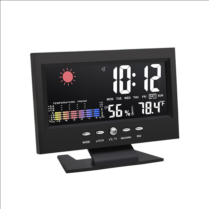 Large Screen Weather Clock 8082T Weather Clock Color Screen Display Temperature and Humidity Home Voice Control Electronic Alarm Clock