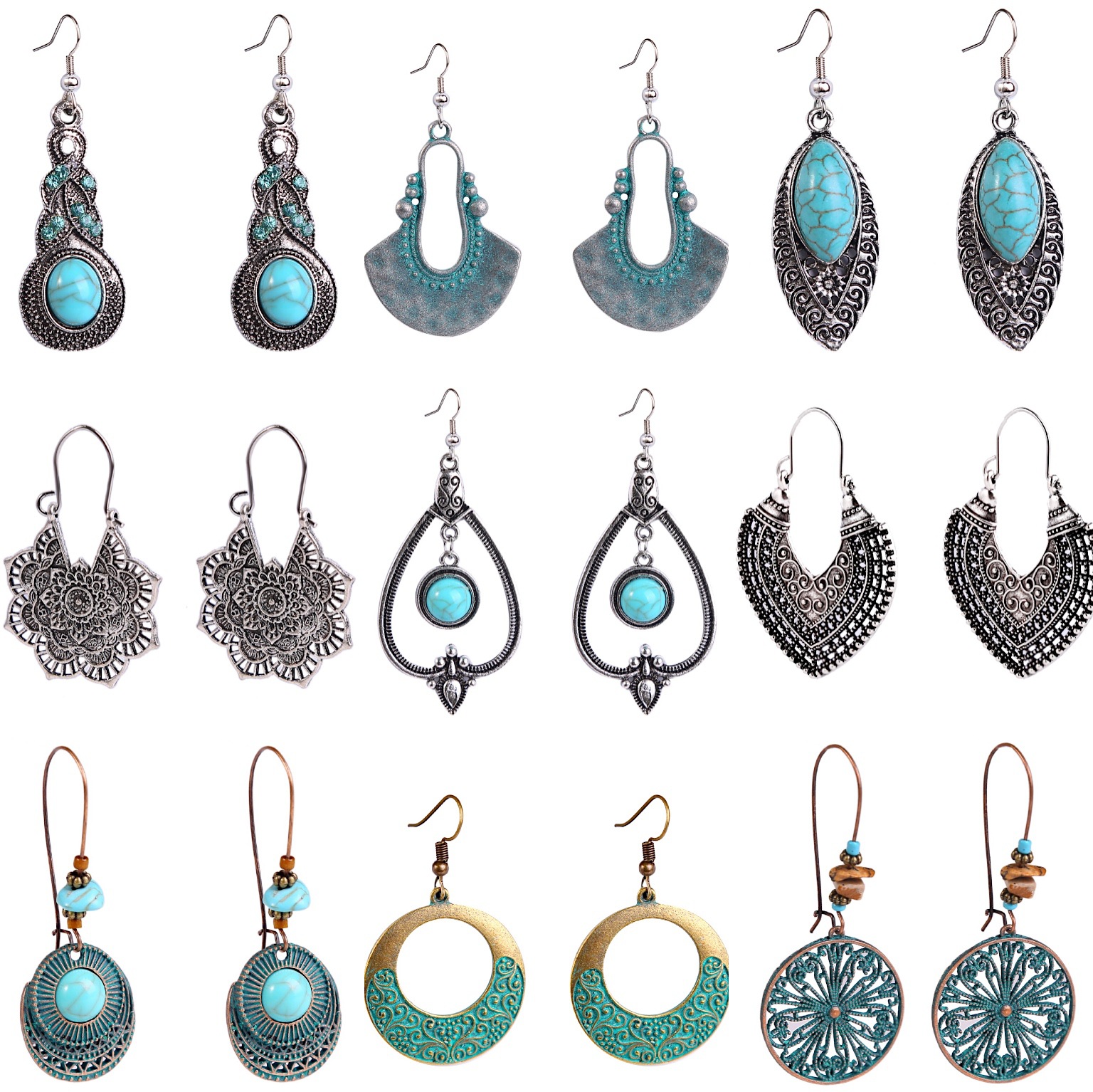 Turquoise earrings turquoise earring set Bohemian vintage earrings