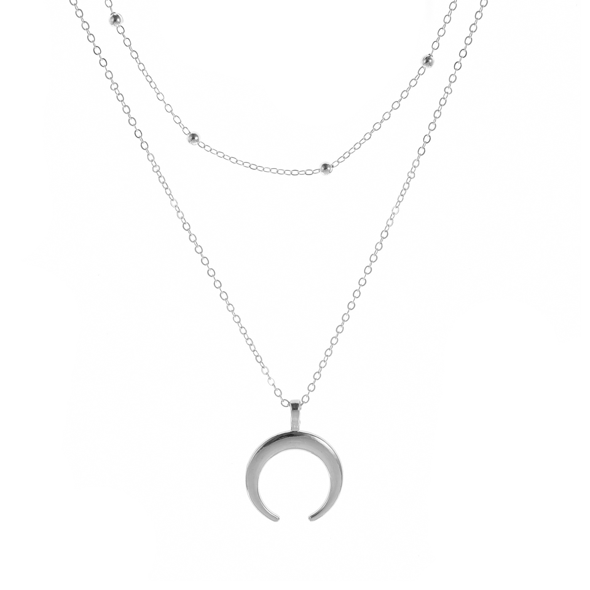 New Arrival Accessories Bohemian Double Horn Necklace Gold-Plated Layered Women's Collarbone Necklace