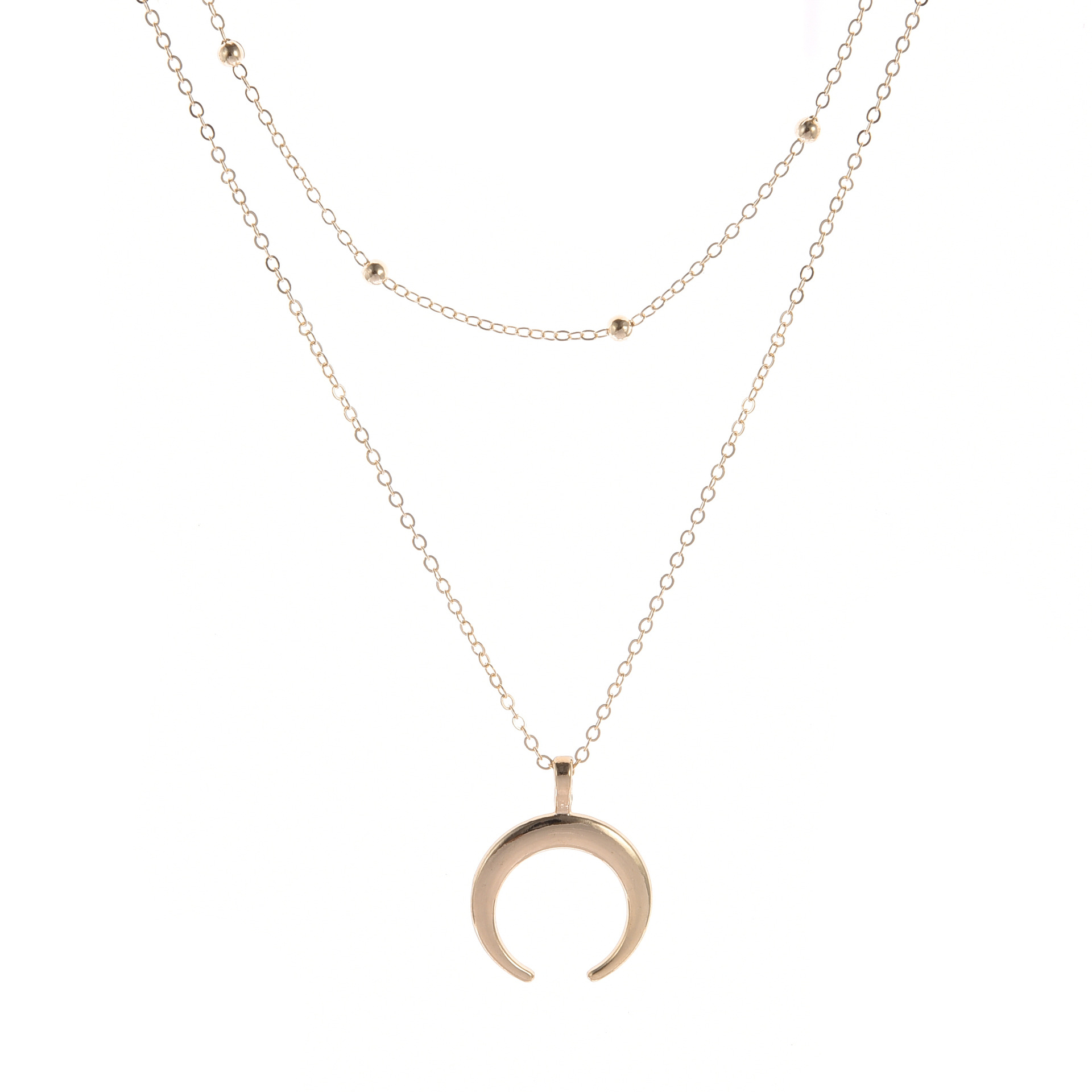 New Arrival Accessories Bohemian Double Horn Necklace Gold-Plated Layered Women's Collarbone Necklace