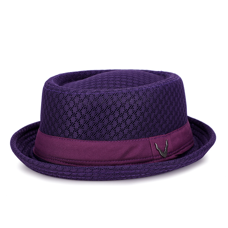 British Jazz Hat Breathable Mesh Flat Brim Fedora Foldable Sun Hat
