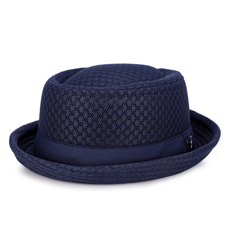 British Jazz Hat Breathable Mesh Flat Brim Fedora Foldable Sun Hat