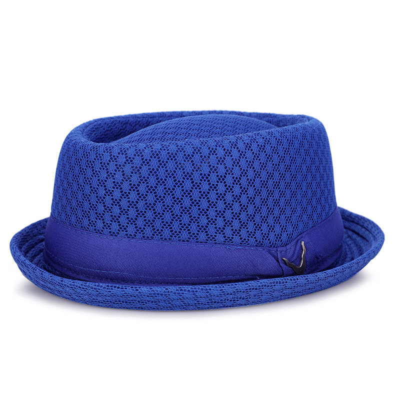 British Jazz Hat Breathable Mesh Flat Brim Fedora Foldable Sun Hat