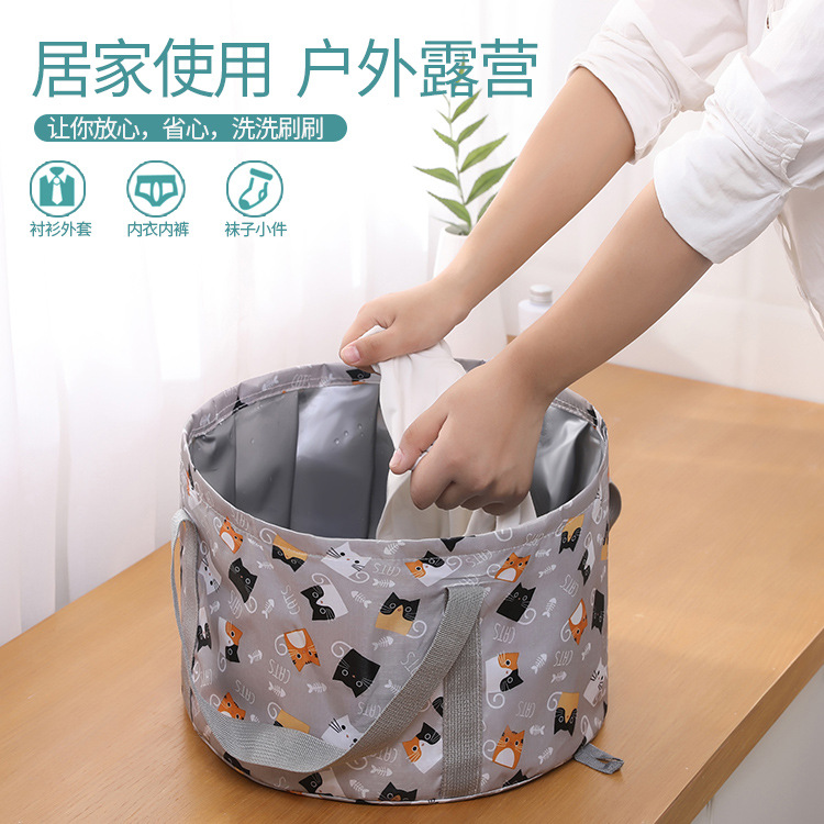 Travel Portable Wash Basin Large Capacity Outdoor Home Multifunctional Foldable Water Bucket Foot Soaking Bucket Bag