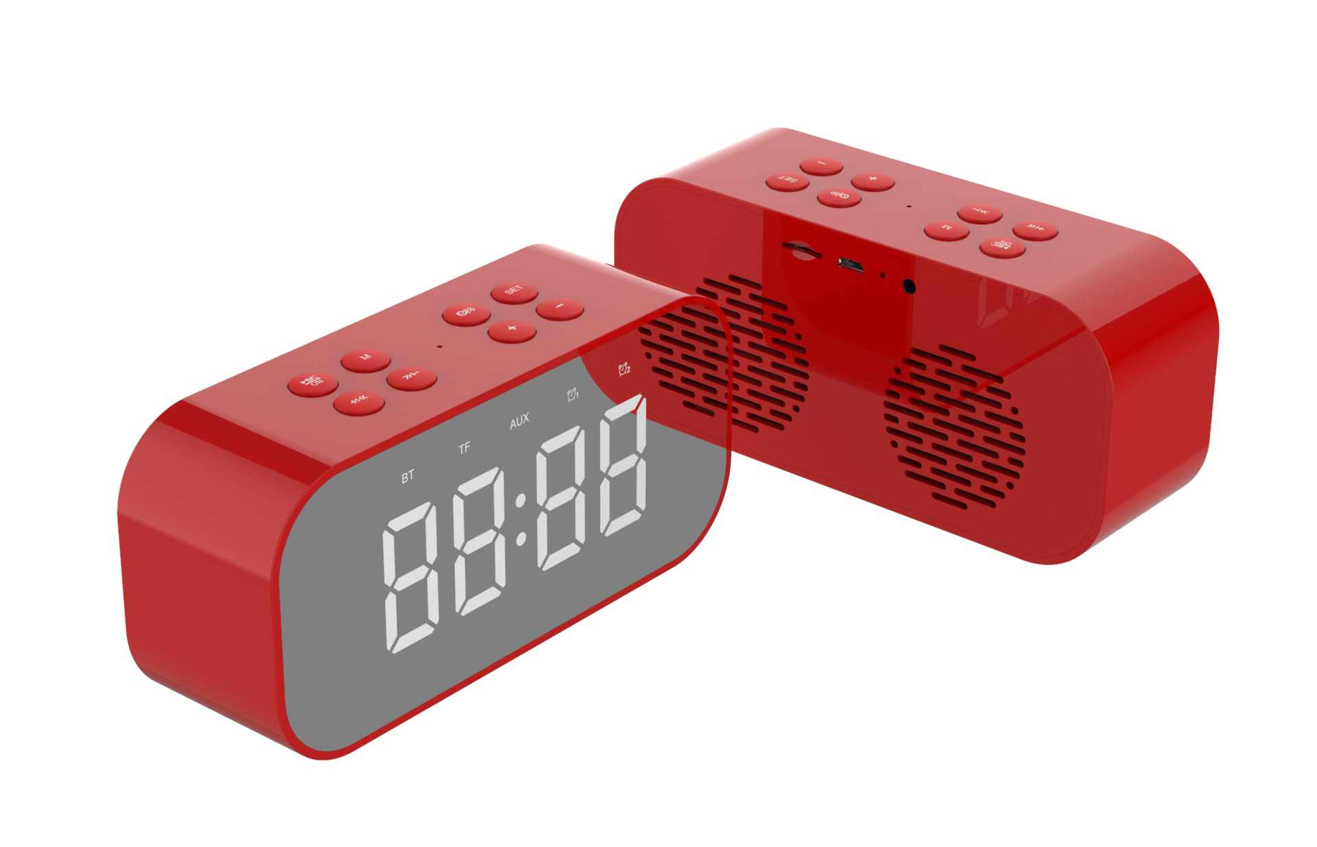 New LED alarm clock gift Bluetooth wireless speaker mini mirror with screen clock gift card playback bass speaker