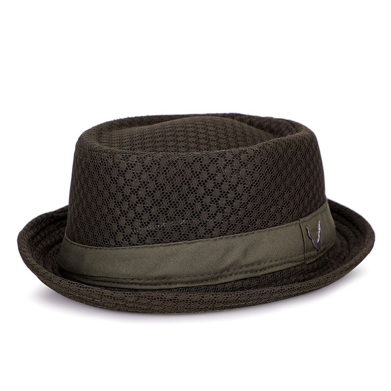 British Jazz Hat Breathable Mesh Flat Brim Fedora Foldable Sun Hat