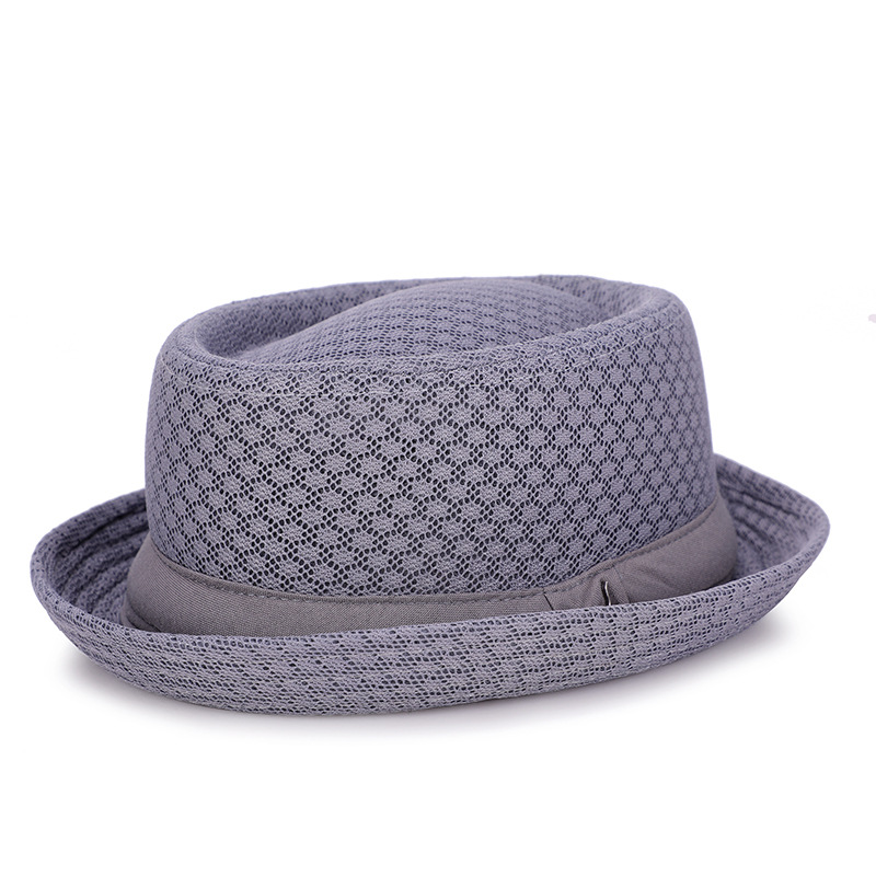 British Jazz Hat Breathable Mesh Flat Brim Fedora Foldable Sun Hat