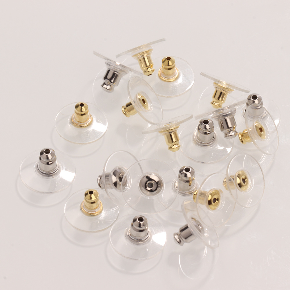 100 pieces environmentally friendly transparent silicone hamburger earplugs flying saucer ear stoppers bullet head ear stoppers DIY earring studs accessories
