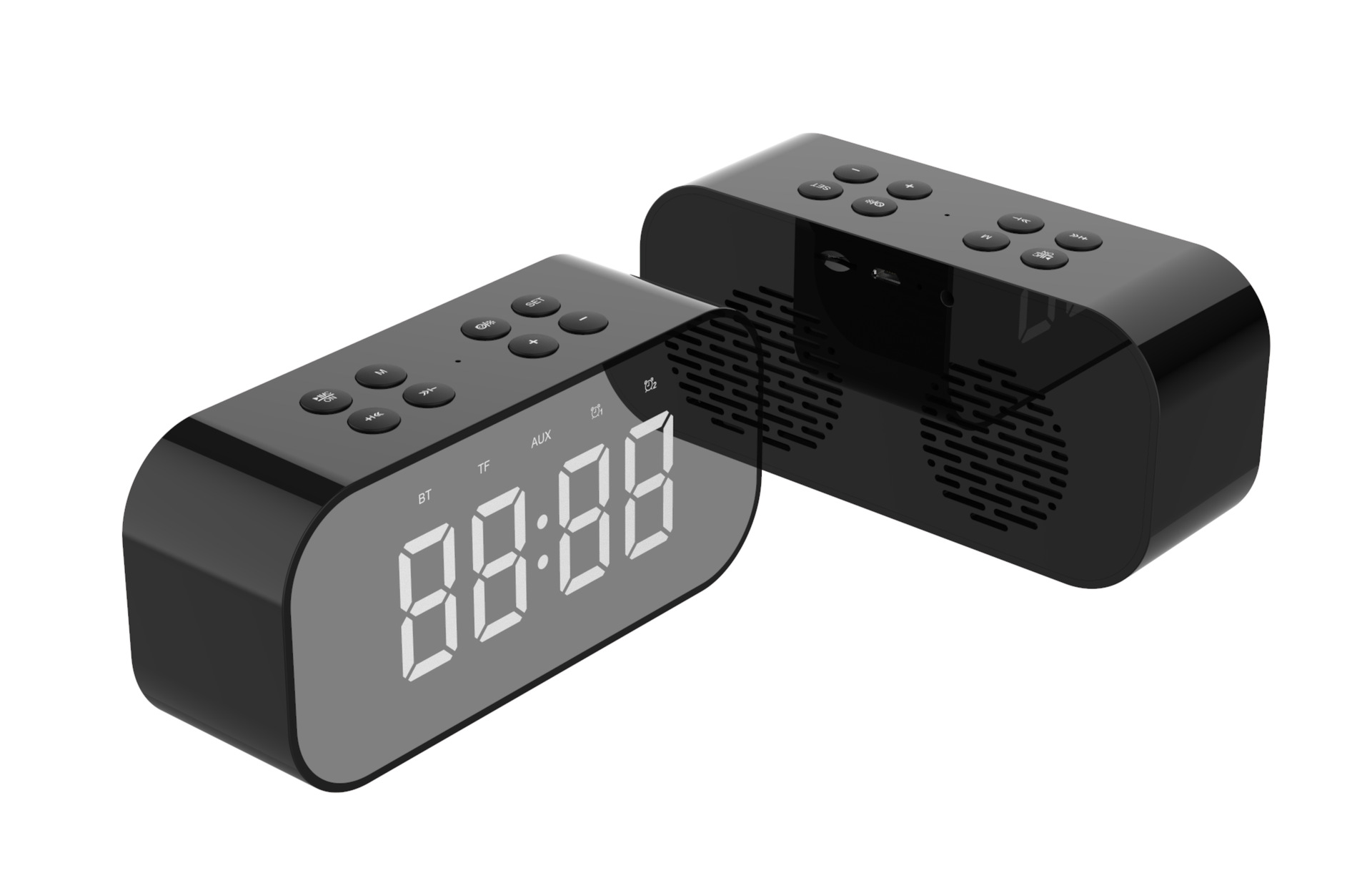 New LED alarm clock gift Bluetooth wireless speaker mini mirror with screen clock gift card playback bass speaker